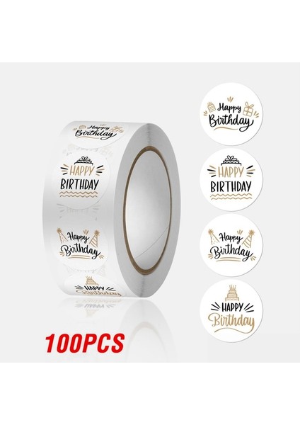 QY2394-100PCS 100-500PCS Mutlu Yıllar Çıkartmalar 2.5x2.5cm Mutlu Yıllar Çıkartmalar Hediye Paketleme Için Etiketler (Yurt Dışından)