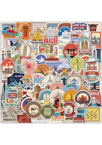 50 Adet 10/30/50/100 Adet Dünyaca Ünlü Bina Çıkartmaları Estetik Seyahat Landmark Çıkartması Graffiti Dıy Telefon Bavul Bagaj Duvar Sticker (Yurt Dışından)
