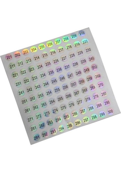 201-300 1-500 Su Geçirmez Numarası Yapışkan Etiket Markalama Numaralandırma Manikür Aracı Kendinden Yapışkanlı Dijital Etiket Scrapbooking Dıy Zanaat (Yurt Dışından)