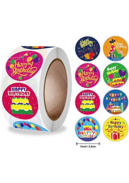 QY1093-500PCS 100-500 Adet Mutlu Doğum Günü Çıkartmaları 2.5 Cm/1 Inç Çocuk Doğum Günü Partisi Hediye Sızdırmazlık Süslemeleri Tebrik Kartı Pişirme Etiketleri (Yurt Dışından) fiyatları