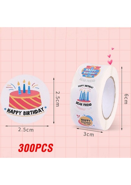 QY2406-300PCS 100-500PCS Yuvarlak Mutlu Doğum Günü Etiketleri Kraft Kağıt Etiket Şeker Çanta Çiçek Hediye Kutusu Kek Kutuları ve Ambalaj Düğün Çıkartmalar (Yurt Dışından)