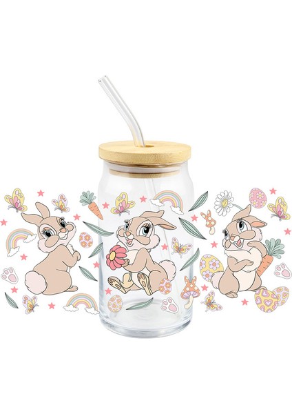 S162 Uv Dtf Transfer Etiket Tavşan Kelebek Gökkuşağı Sarar Cam Şişeler Dıy Su Geçirmez Yüksek Sıcaklık Dayanımı Kullanımı Kolay (Yurt Dışından)