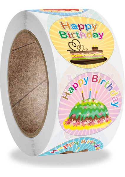 QY829-300PCS 100-500PCS Mutlu Doğum Günü Çıkartmaları Hediye Paketleme Sızdırmazlık Etiketi Dıy Parti Dekorasyon Kendinden Yapışkanlı El Yapımı Kırtasiye Etiket (Yurt Dışından)