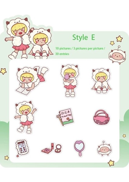 E Mr.paper 6 Çeşit Tasarım Canlılık Kız Serisi Orijinal Çizim Pet Etiket Mini Etiket Dekorasyon Dıy Cep Etiket (Yurt Dışından)