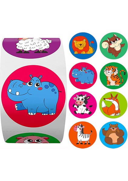 QY2231-100PCS 100-500 Adet 1 Inç Yuvarlak Karikatür Oyuncaklar Hayvan Çıkartmaları Çocuklar Için Öğretmen Ödül Teşvik Etiket Ofis Kırtasiye Çocuklar Için (Yurt Dışından)
