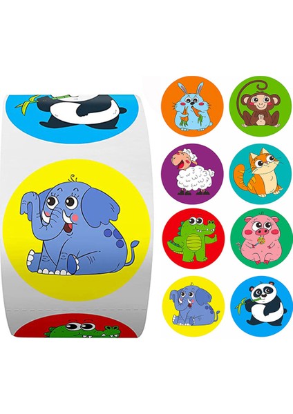 QY2231-100PCS 100-500 Adet 1 Inç Yuvarlak Karikatür Oyuncaklar Hayvan Çıkartmaları Çocuklar Için Öğretmen Ödül Teşvik Etiket Ofis Kırtasiye Çocuklar Için (Yurt Dışından)
