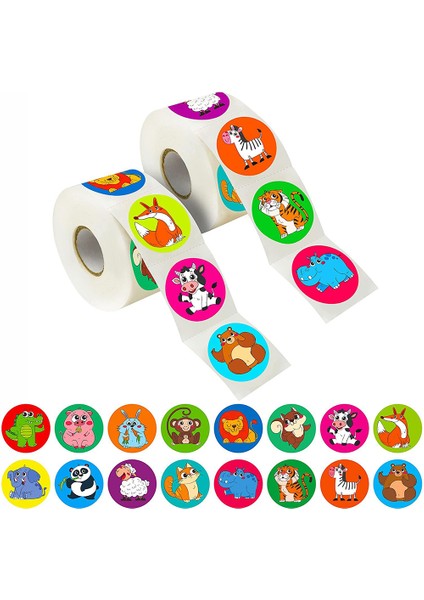 QY2231-100PCS 100-500 Adet 1 Inç Yuvarlak Karikatür Oyuncaklar Hayvan Çıkartmaları Çocuklar Için Öğretmen Ödül Teşvik Etiket Ofis Kırtasiye Çocuklar Için (Yurt Dışından)