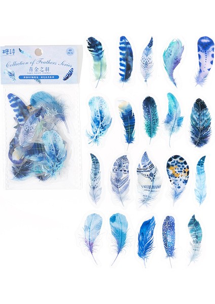 Mavi 40 Adet / Paket Renkli Tüy Tasarım Su Geçirmez Dekoratif Çıkartmalar (Yurt Dışından) modelleri