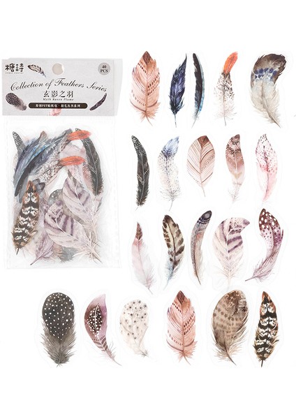 Mavi 40 Adet / Paket Renkli Tüy Tasarım Su Geçirmez Dekoratif Çıkartmalar (Yurt Dışından) fırsatları