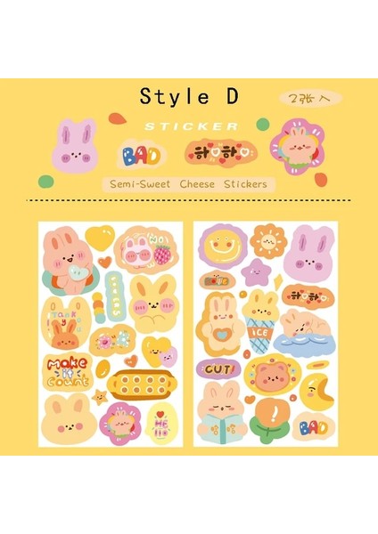 D Bay Kağıt 8 Stilleri Küçük Hayvan Kawaii Çıkartmalar Karikatür El-Boyalı Karikatür El-Dekore Edilmiş Malzeme Sabit Sevimli Çıkartmalar (Yurt Dışından)