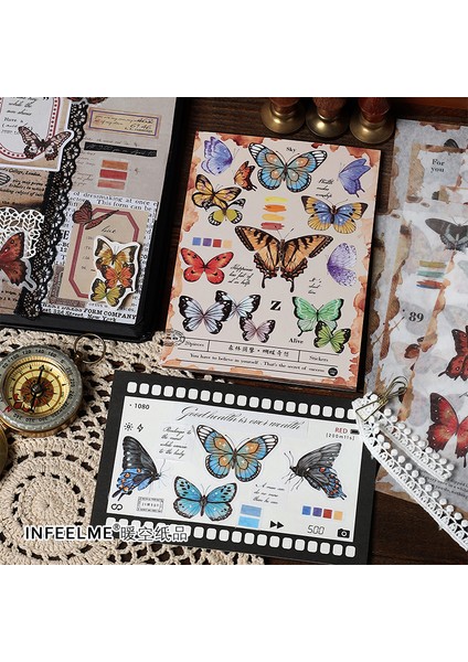 Stil 4 20 Yaprak Vintage Washi Yapışkan Kitap Diy Günlüğü Dekorasyon Bitki Çiçek Kelebek Ins Etiket Albümü Scrapbooking Kawaii Kırtasiye (Yurt Dışından)
