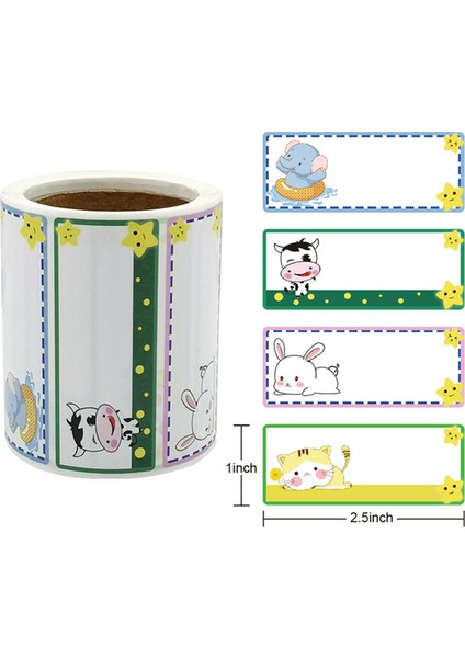 QY1198-250PCS 250 Adet/rulo Adı Etiketi Etiket Sevimli Karikatür Anaokulu Öğrenci Kendinden Yapışkanlı Etiketler El Yazısı Sınıf Kırtasiye Çocuk Etiket (Yurt Dışından)