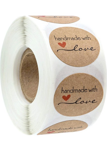 300 Adet Yuvarlak "sevgiyle El Yapımı" Çıkartmalar Mühür Etiketleri Rulo Etiket Paketi Için Süslemeleri El Yapımı Etiket Kırtasiye MALZEMELERI50-500 Adet (Yurt Dışından)