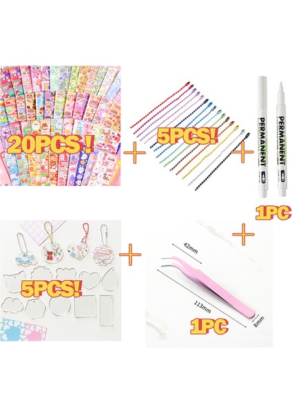 Set-I Kawaii Çıkartmalar Lazer Tekrar Yok Sevimli Dıy Malzeme El Kitabı Kolaj Öğrencileri Dekorasyon Çıkartması Çocuklar Okul Kaynağı Kırtasiye (Yurt Dışından)