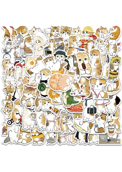 30 Adet 10/30/64 Adet Vintage Turuncu Kedi Etiket Estetik Pvc Çocuk Kore Kırtasiye Dekorasyon Scrapbooking Okul Malzemeleri (Yurt Dışından)