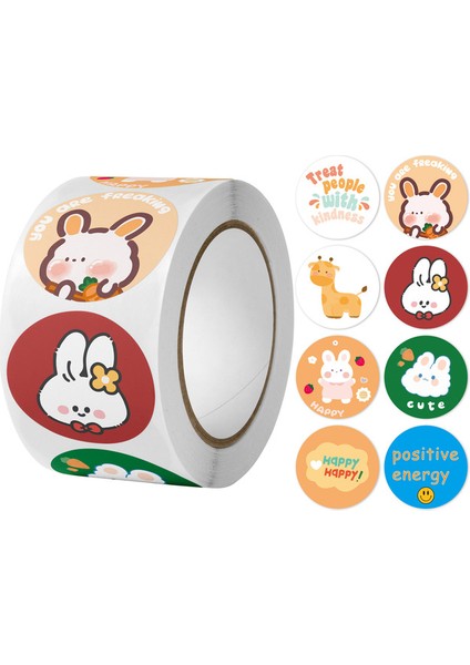 QY1805-500PCS 100-500PCS Yuvarlak Sevimli Karikatür Tavşan Çıkartmalar Çocuk Kırtasiye Ödül Çıkartmalar Hediye Paketi Sızdırmazlık Dekor Etiketleri (Yurt Dışından)