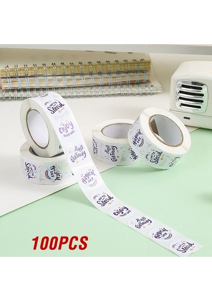 QY2393-100PCS 100-500PCS Mutlu Yıllar Çıkartmalar 2.5x2.5cm Mutlu Yıllar Çıkartmalar Hediye Paketleme Için Etiketler (Yurt Dışından)