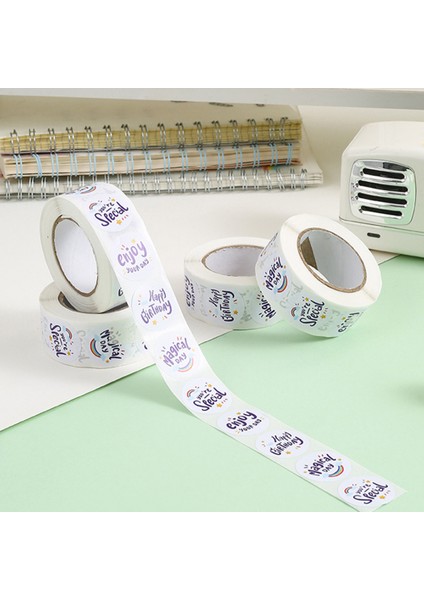 QY2393-100PCS 100-500PCS Mutlu Yıllar Çıkartmalar 2.5x2.5cm Mutlu Yıllar Çıkartmalar Hediye Paketleme Için Etiketler (Yurt Dışından)