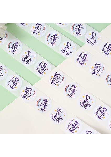 QY2393-100PCS 100-500PCS Mutlu Yıllar Çıkartmalar 2.5x2.5cm Mutlu Yıllar Çıkartmalar Hediye Paketleme Için Etiketler (Yurt Dışından)