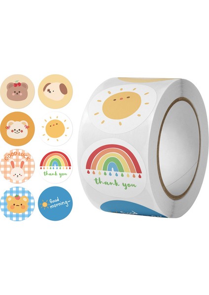QY1705-300PCS 100-500PCS Yuvarlak Sevimli Karikatür Tavşan Çıkartmalar Çocuk Kırtasiye Ödül Çıkartmalar Hediye Paketi Sızdırmazlık Dekor Etiketleri (Yurt Dışından)