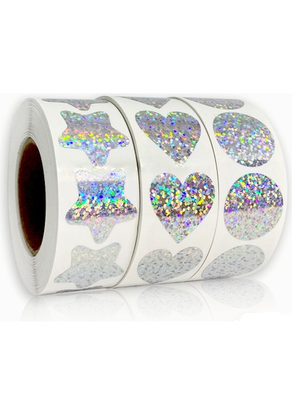YH65-500PCS Zarif 50-500PCS Lazer Boş Aşk Kalp Yıldız Yuvarlak Çıkartmalar El Yapımı Dekorasyon Tatil Doğum Günü Partisi Sızdırmazlık Etiket Etiket (Yurt Dışından)