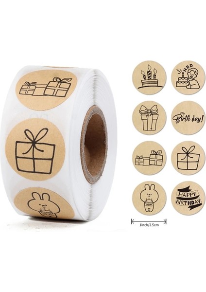 QY2338-500PCS 100-500 Adet Yuvarlak Mutlu Doğum Günü Etiket Yaratıcılık Sevimli Kırtasiye Etiketleri Çeşitli Etiket Çocuk Scrapbooking Için (Yurt Dışından)