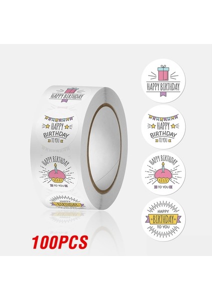 QY2395-100PCS 100-500PCS Mutlu Yıllar Çıkartmalar 2.5x2.5cm Mutlu Yıllar Çıkartmalar Hediye Paketleme Için Etiketler (Yurt Dışından)