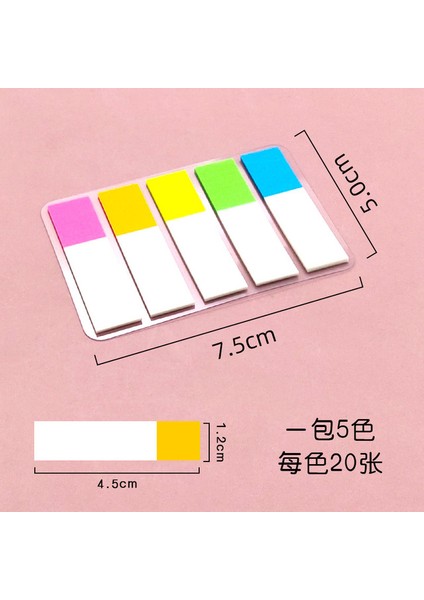 100 Adet 5 Rulo 5 Renk Çıkartmalar Şeffaf Floresan Dizin Sekmeleri Bayraklar 5 M Yapışkan Not Kırtasiye Çocuk Hediye Okul Ofis Malzemeleri (Yurt Dışından)
