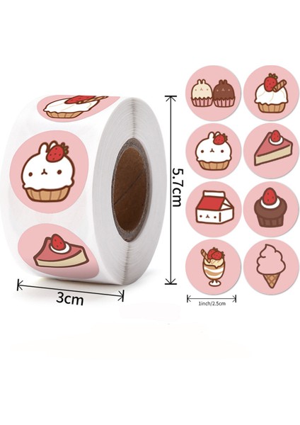 QY2336-500PCS 100-500 Adet Yuvarlak Kek Çıkartmalar Çocuklar Için Öğretmen Ödül Çıkartmalar Scrapbooking Dergisi Kişisel Planlayıcısı Günlüğü Zarf Etiketleri (Yurt Dışından)