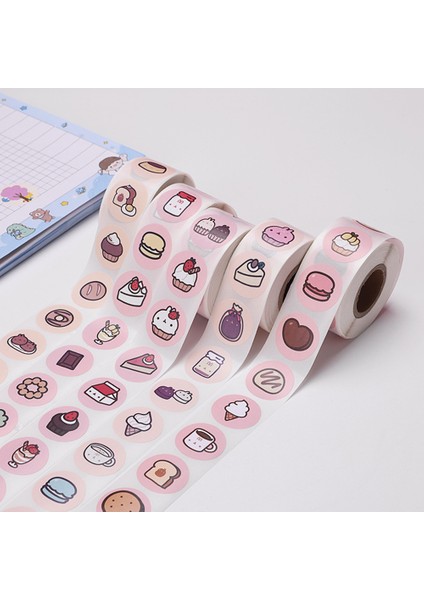 QY2336-500PCS 100-500 Adet Yuvarlak Kek Çıkartmalar Çocuklar Için Öğretmen Ödül Çıkartmalar Scrapbooking Dergisi Kişisel Planlayıcısı Günlüğü Zarf Etiketleri (Yurt Dışından)