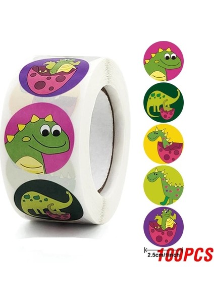 QY1618-100PCS 100-500PCS Yeni Karikatür Dinozorlar Çıkartmalar 6 Tasarımlar Sınıf Öğretmeni Için Kırtasiye Yapışkan Etiket Çocuklar Için Ödül Çıkartmaları (Yurt Dışından)