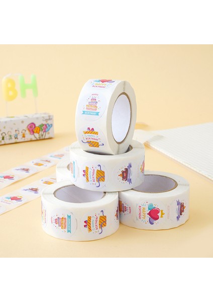 QY2394-500PCS 100-500PCS Mutlu Doğum Günü Pastası Parti Etiket Yaratıcı Karikatür Dekoratif Tatil Hediye Etiket Zarf Sızdırmazlık Etiket (Yurt Dışından) indirimleri