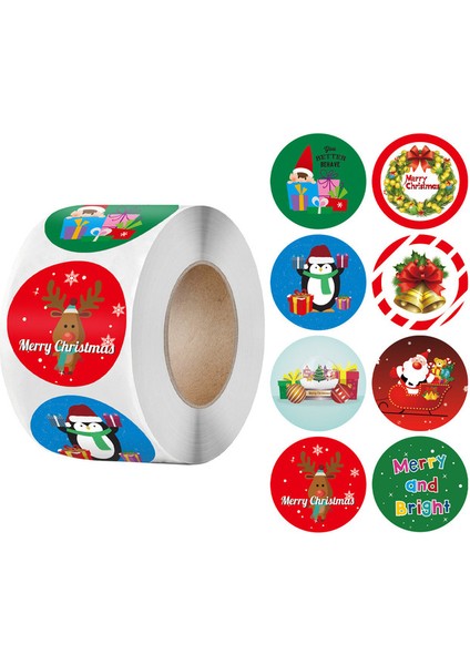 QY1574-100PCS 100-500PCS Merry Christmas Çıkartmalar Noel Baba Noel Desen Tasarım Noel Hediye Paketi Dekor Etiketleri 1 Inç