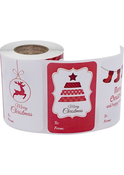 QY716-250PCS Rulo Başına 250 Adet Santa Karikatür Elk Etiket Noel Hediyesi Etiketi Çıkartmalar Hediyeler Için Tasarımlar Ambalaj Kağıdı ve Zarf Etiket (Yurt Dışından)