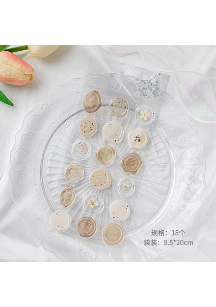 Kahverengi Şeker 18 Adet/takım Stereoskopik Etiket Vintage Retro Balmumu Damga Estetik Etiket Dıy Dekoratif Karalama Defteri Güzel Zarf Conta Etiket (Yurt Dışından)