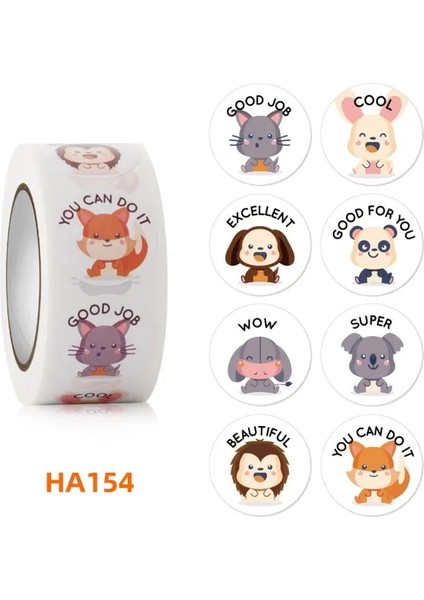 HA154 - 500 Adet 100-500 Adet 1 Inç/2.5 cm Hayvan Iyi Iş Serin Çıkartmalar Rulo Zarf Övgü Ödül Öğrenci Çalışma Etiketi Kırtasiye Mühür Etikel (Yurt Dışından)