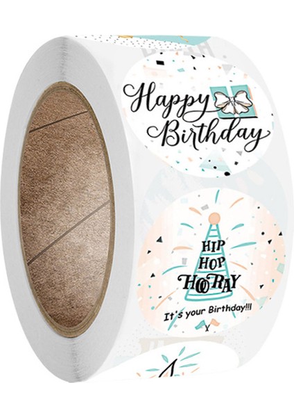 QY765-300 Adet 50-500 Adet Mutlu Doğum Günü El Yapımı Etiket Sızdırmazlık Sticker Vintage Dıy Hediye Etiketlerdhesive Noel Etiket Kırtasiye 1 Inç (Yurt Dışından) modelleri