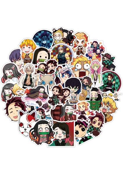 C 50 Adet Sıcak Japonya Anime Demon Blade Slayer Etiket Çıkartması Vinil Dizüstü Süt Dizüstü Günlüğü Kimetsu Hiçbir Yaiba Çıkartmalar (Yurt Dışından)