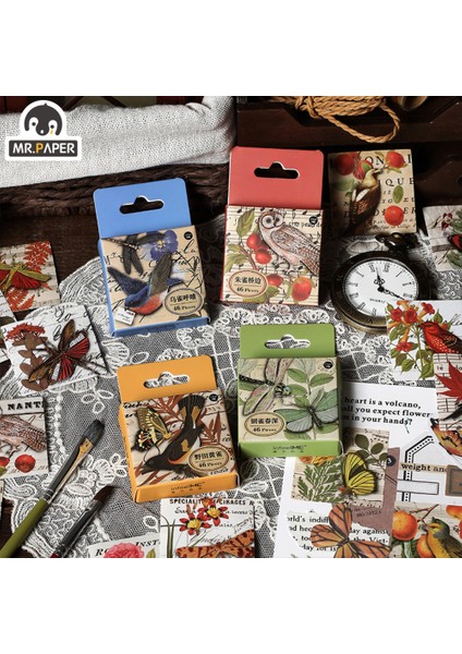 S19660-2 Mr.paper 4 Stil 46 Yaprak/kutu Vintage Çıkartmalar Hayvan Bitki Çiçek Zengin Desen El Kitabı Dıy Dekorasyon Kolaj Kırtasiye (Yurt Dışından) fiyatları
