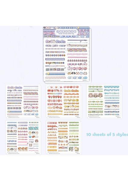 10 Sayfalık Kawaii Sınır Çıkartmalar Dıy Scrapbooking Dergisi Planlayıcısı Dizüstü Süslemeleri Kore Kırtasiye Etiket Endeksi Etiket (Yurt Dışından)