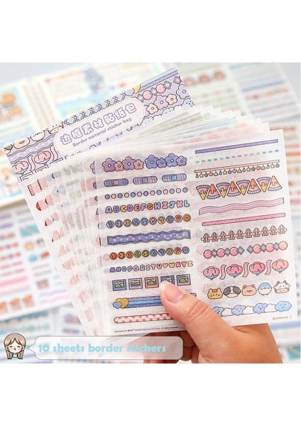 10 Sayfalık Kawaii Sınır Çıkartmalar Dıy Scrapbooking Dergisi Planlayıcısı Dizüstü Süslemeleri Kore Kırtasiye Etiket Endeksi Etiket (Yurt Dışından) fiyatları