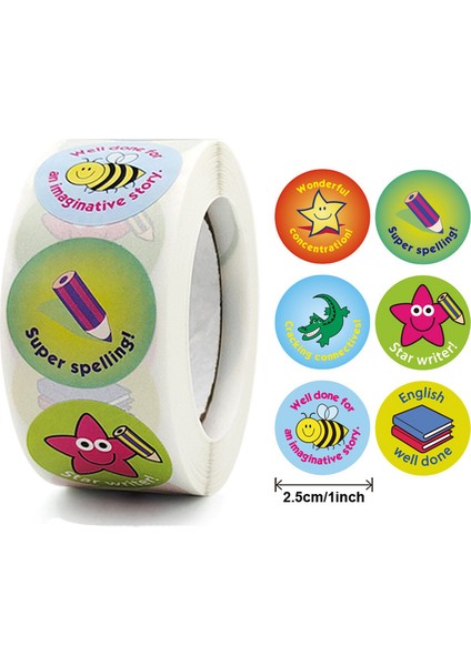 QY1607-500PCS 100-500PCS Sevimli Karikatür Ödül Çıkartmalar Çocuklar Için Okul Öğretmen Sınıf Lazımlık Eğitimi Etiket Motivasyon Etiketi Malzemeleri (Yurt Dışından)