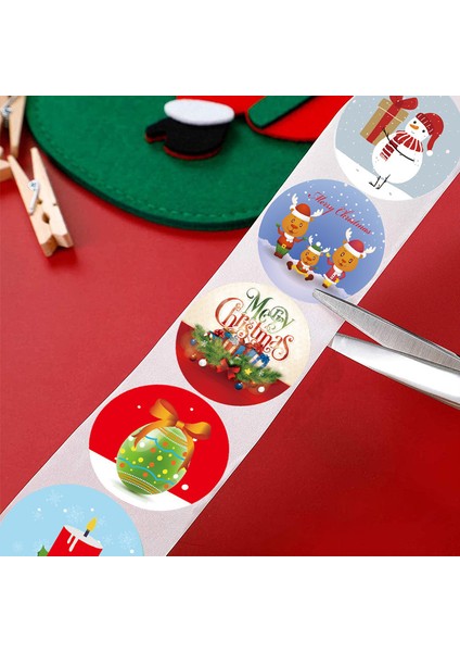 HY2022-113-300PCS 50-500PCS 1 Inç Yuvarlak Ren Arka Plan Merry Christmas Ağacı Elk Çan Farklı Kawaii Çıkartmalar Karalama Defteri Günlük Kaydı Malzemeleri (Yurt Dışından) modelleri