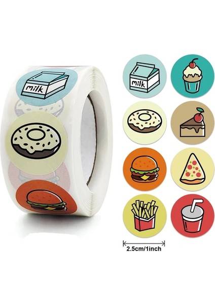 QY1622-500PCS 50-500PCS Donuts Etiket 1 Inç Renkli Çocuk Etiket Pişirme Mağazası Süslemeleri Sınıf Öğretmeni Teşvik Öğrenci Ödül Çıkartmaları (Yurt Dışından)