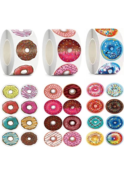 QY1622-500PCS 50-500PCS Donuts Etiket 1 Inç Renkli Çocuk Etiket Pişirme Mağazası Süslemeleri Sınıf Öğretmeni Teşvik Öğrenci Ödül Çıkartmaları (Yurt Dışından) fiyatları