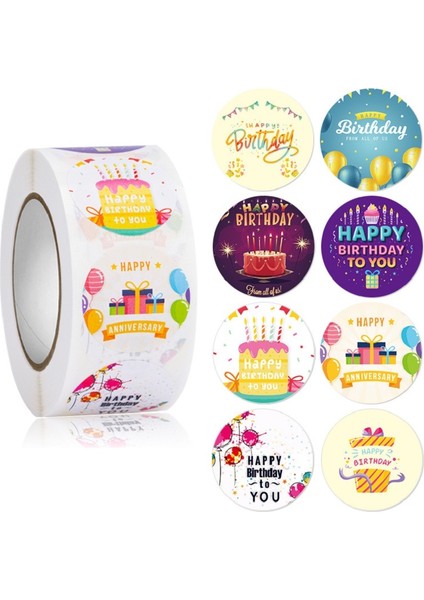 HY2022-92-50PCS 50-500PCS 1 Inç Yuvarlak Estetik Mutlu Doğum Günü Sticker Sevimli Ilginç Mühürler Kırtasiye Estetik Doğum Günü Gadget Çocuk (Yurt Dışından) fiyatları