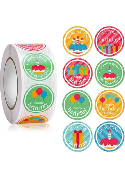HY2022-92-50PCS 50-500PCS 1 Inç Yuvarlak Estetik Mutlu Doğum Günü Sticker Sevimli Ilginç Mühürler Kırtasiye Estetik Doğum Günü Gadget Çocuk (Yurt Dışından) modelleri