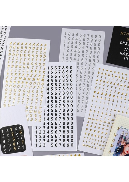 E Mektup Hediye Kendinden Yapışkanlı Alfabe ve Sayı Çıkartmalar, Altın Gümüş Siyah Karalama Defteri Çıkartmalar Sanat Kartları Kutusu Zanaat Ev Dekor (Yurt Dışından) modelleri