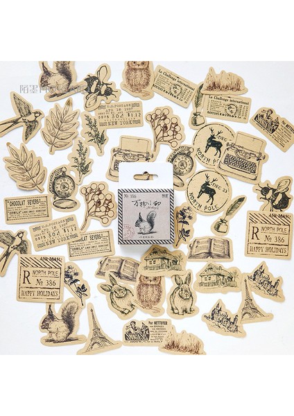 L 45 Adet/grup Vintage Çıkartmalar Scrapbooking Malzemeleri Yapışkanlı Planlayıcı Etiketleri Günlük Defteri Fotoğraf Albümü Deco Kırtasiye (Yurt Dışından)