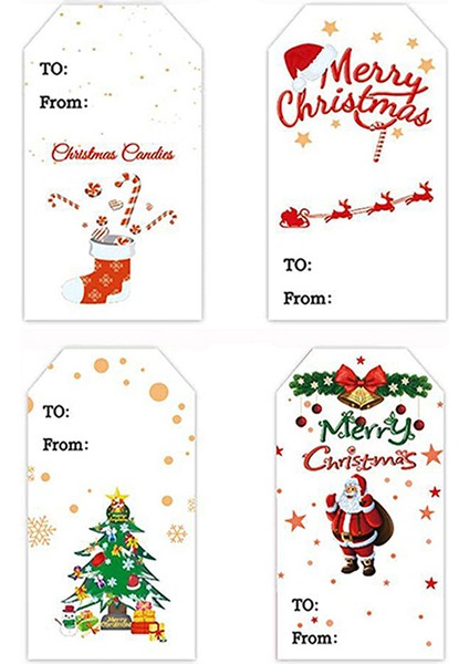QY2184-100PCS 50-300 Adet Noel Hediyesi Çıkartmalar Etiketler Yapışkanlı Merry Christmas Etiketler 8 Tasarımlar Dikdörtgen Özel Şekil Noel Etiketleri (Yurt Dışından) indirimleri